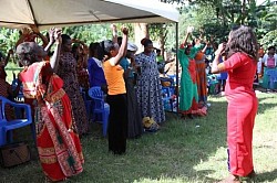 Gailey Mwesigwa, leading participants in Kampala Uganda, Goshen Ladies Miniseries, prayer connection